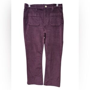 J.Crew Plum Crushed Velvet Straight Leg Pants Front Pockets Size 29